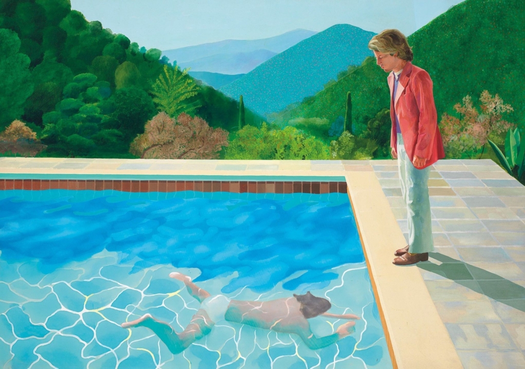 David Hockney1972年《Portrait of an Artist (Pool with Two Figures)》，壓克力彩畫布，213.5 × 305公分。2018年11月15日在佳士得紐約以9031萬2500美元成交。©…