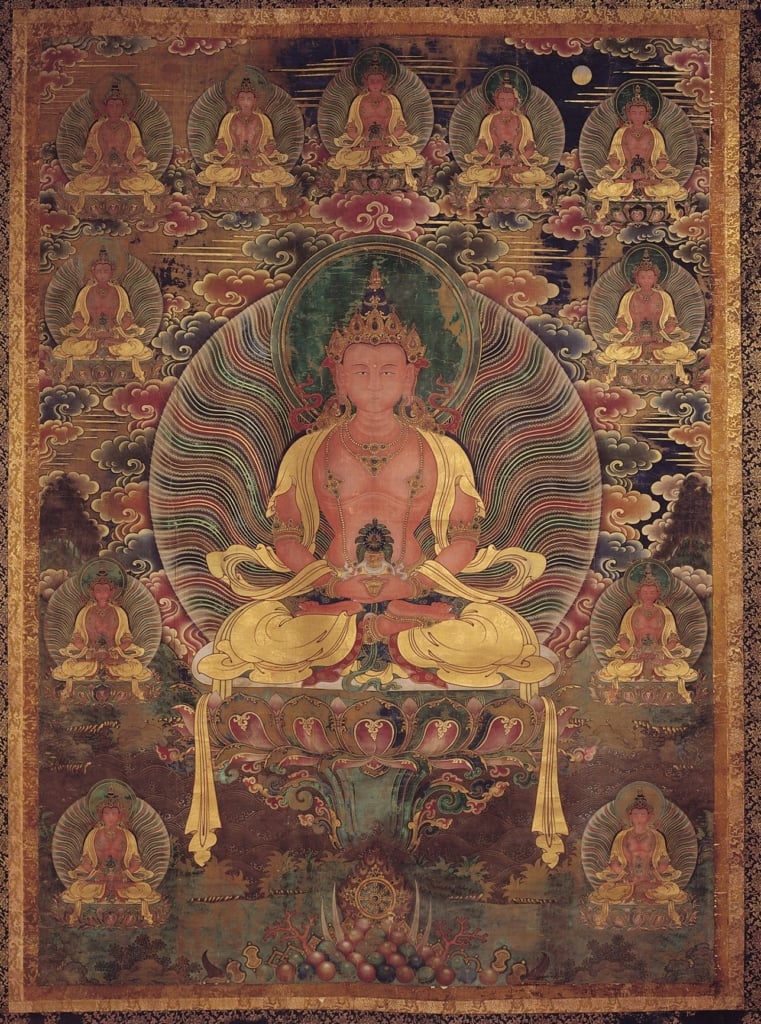 國立歷史博物館藏《無量壽佛大藏畫》（館藏編號06912），主尊為無量壽佛，雙手結禪定印，結跏趺坐於蓮花座上，於2011年經文化部指定為重要古物。