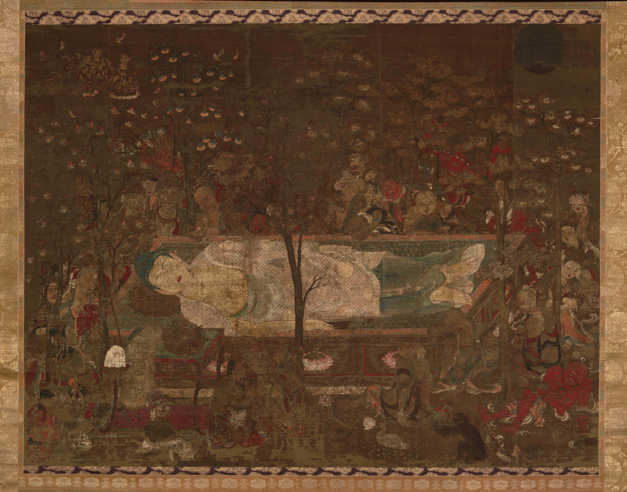 日本重要文化財 平安時代〈涅槃圖〉，絹本設色，155.1×202.8公分，東京國立博物館藏。圖取自ColBase。非本次展品。