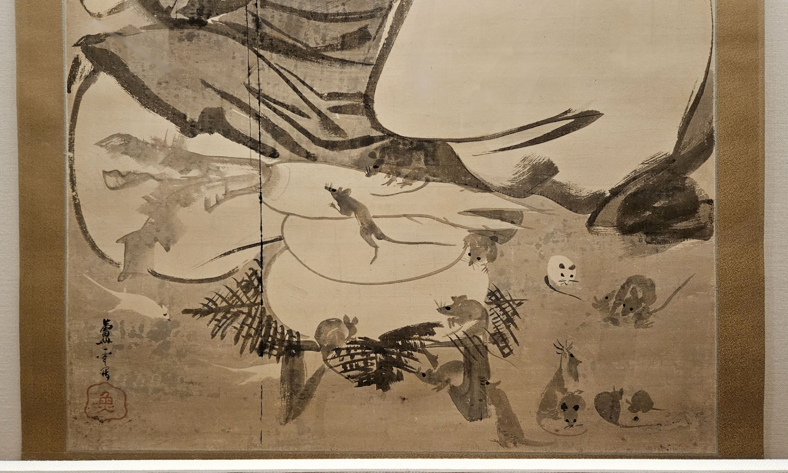 江戶時代（18世紀） 長澤蘆雪〈大黑天圖〉局部，紙本水墨，福田美術館藏。6月3日～7月5日展出。攝影／曾信容。
