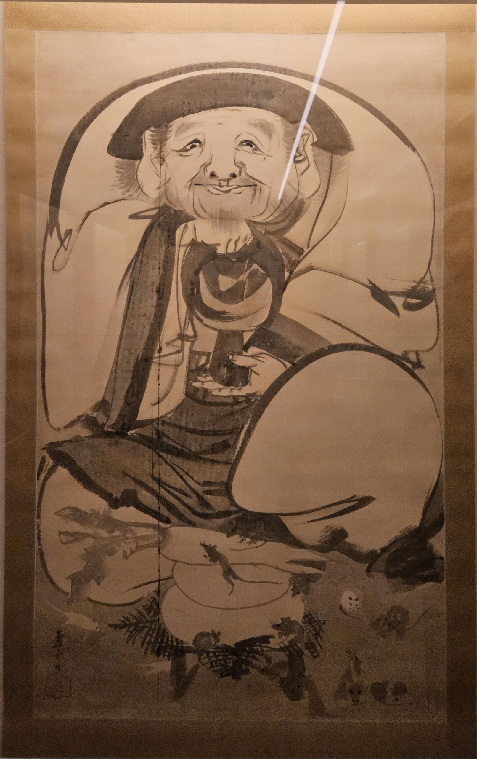 江戶時代（18世紀） 長澤蘆雪〈大黑天圖〉，紙本水墨，福田美術館藏。6月3日～7月5日展出。攝影／曾信容。
