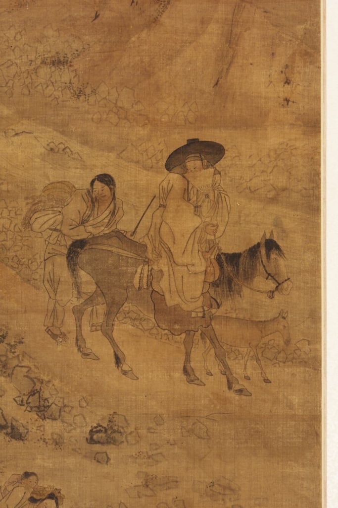 圖8 朝鮮時代 金弘道1778年作《行旅風俗圖屏．破鞍興趣》局部，絹本淡彩八曲屏風，90.9×42.7公分，韓國國立中央博物館藏。圖取自韓國國立中央博物館典藏資料庫。