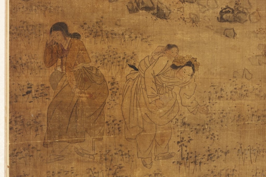 圖8 朝鮮時代 金弘道1778年作《行旅風俗圖屏．破鞍興趣》局部，絹本淡彩八曲屏風，90.9×42.7公分，韓國國立中央博物館藏。圖取自韓國國立中央博物館典藏資料庫。