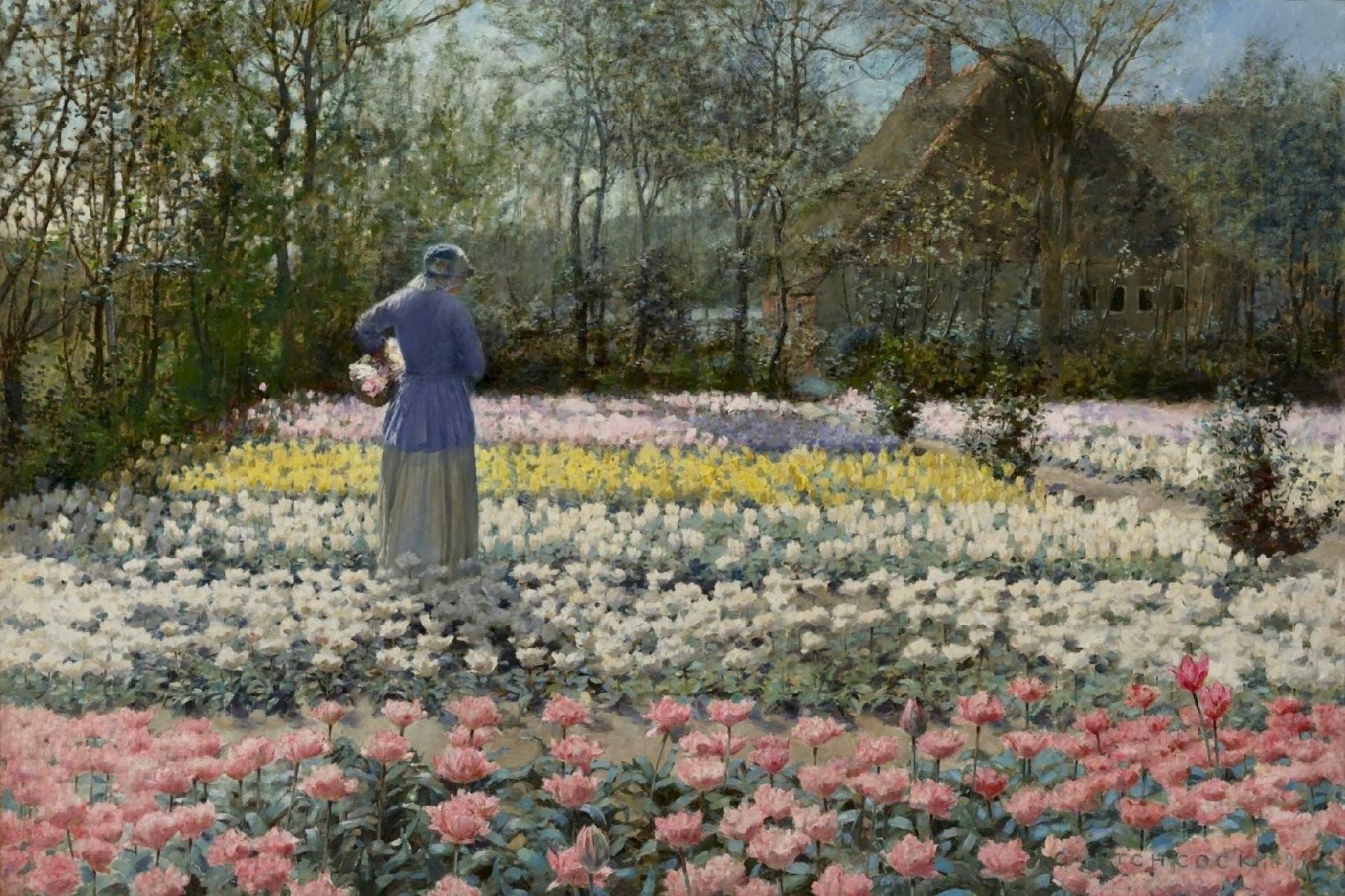 喬治・希區柯克《鬱金香種植者》（La culture des tulipes），1889，油彩畫布，113.7×166.4公分，舊金山美術館（Fine Arts Museums of San Francisco）藏。引自Wikimedia…