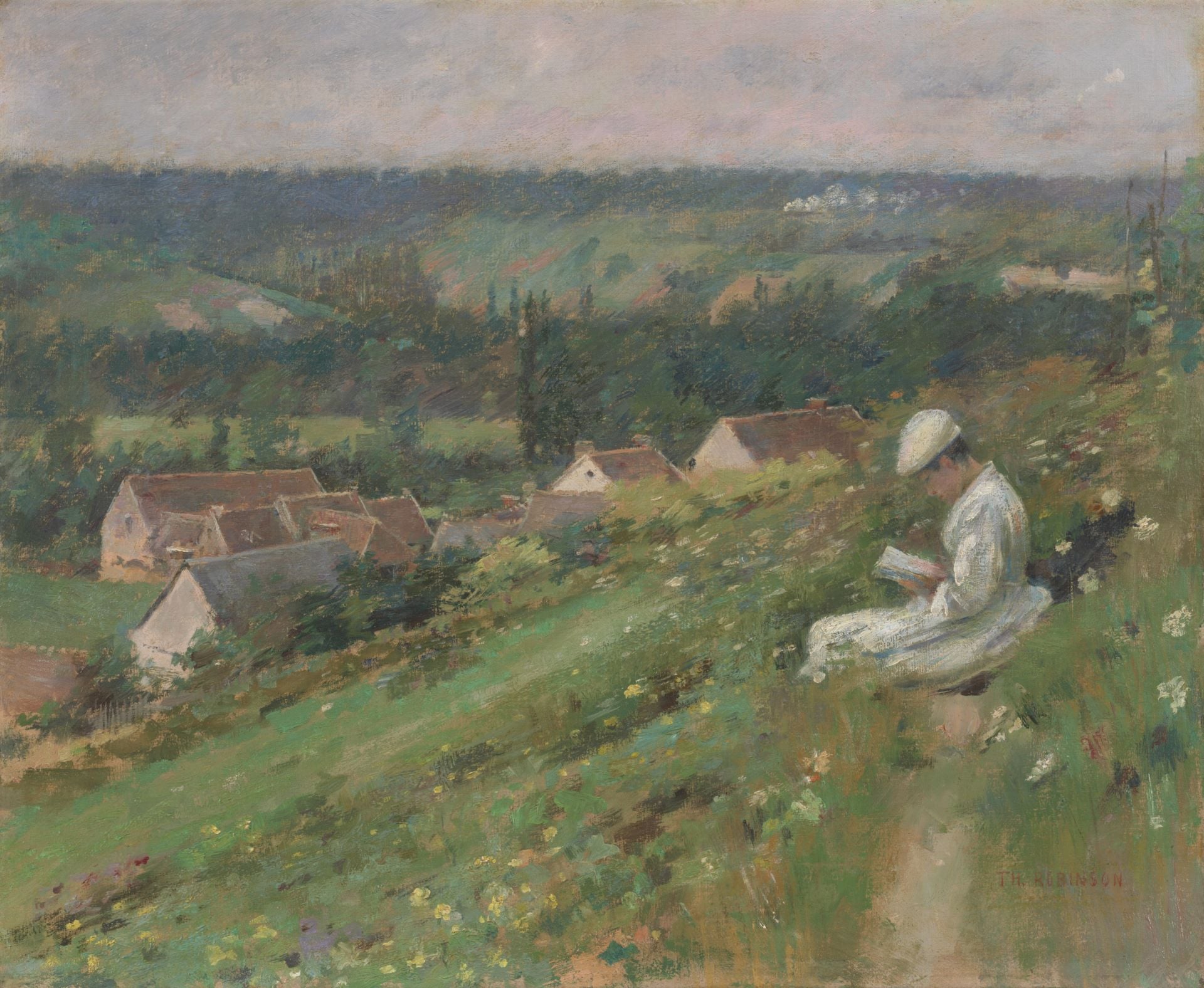 西奧多・羅賓森《阿貢維爾山谷》（The Valley of Arconville），約1887，油彩畫布，48.5×55.7公分，芝加哥藝術博物館（Art Institute of Chicago）藏。引自芝加哥藝術博物館典藏資料庫