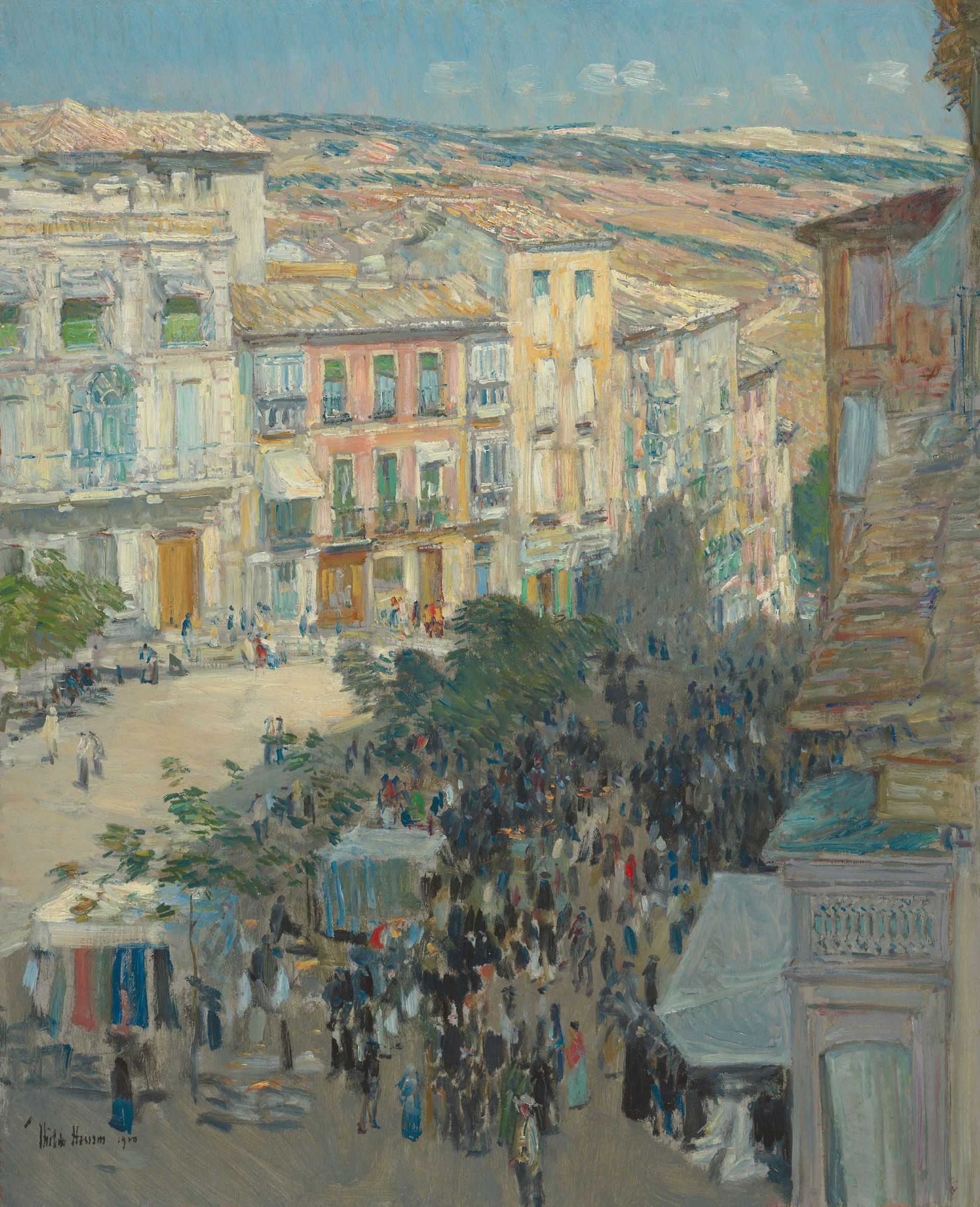 查爾德・哈桑《法國南方城市風景》（View of a Southern French City），1910，油彩木板，65.1×52公分，芝加哥藝術博物館（Art Institute of Chicago）藏。引自Wikimedia Com…