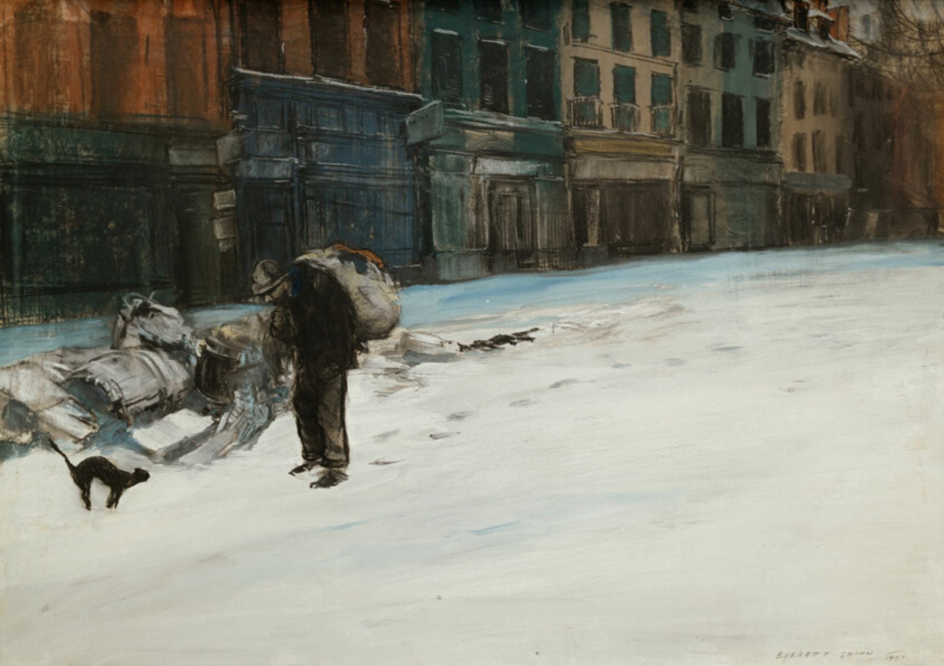埃弗雷特・辛恩《疲倦之城 / 巴黎清晨》（The Tired City / Early Morning, Paris），1901，粉彩紙張，53.4×73.7公分，芝加哥藝術博物館（Art Institute of Chicago）藏。引自…