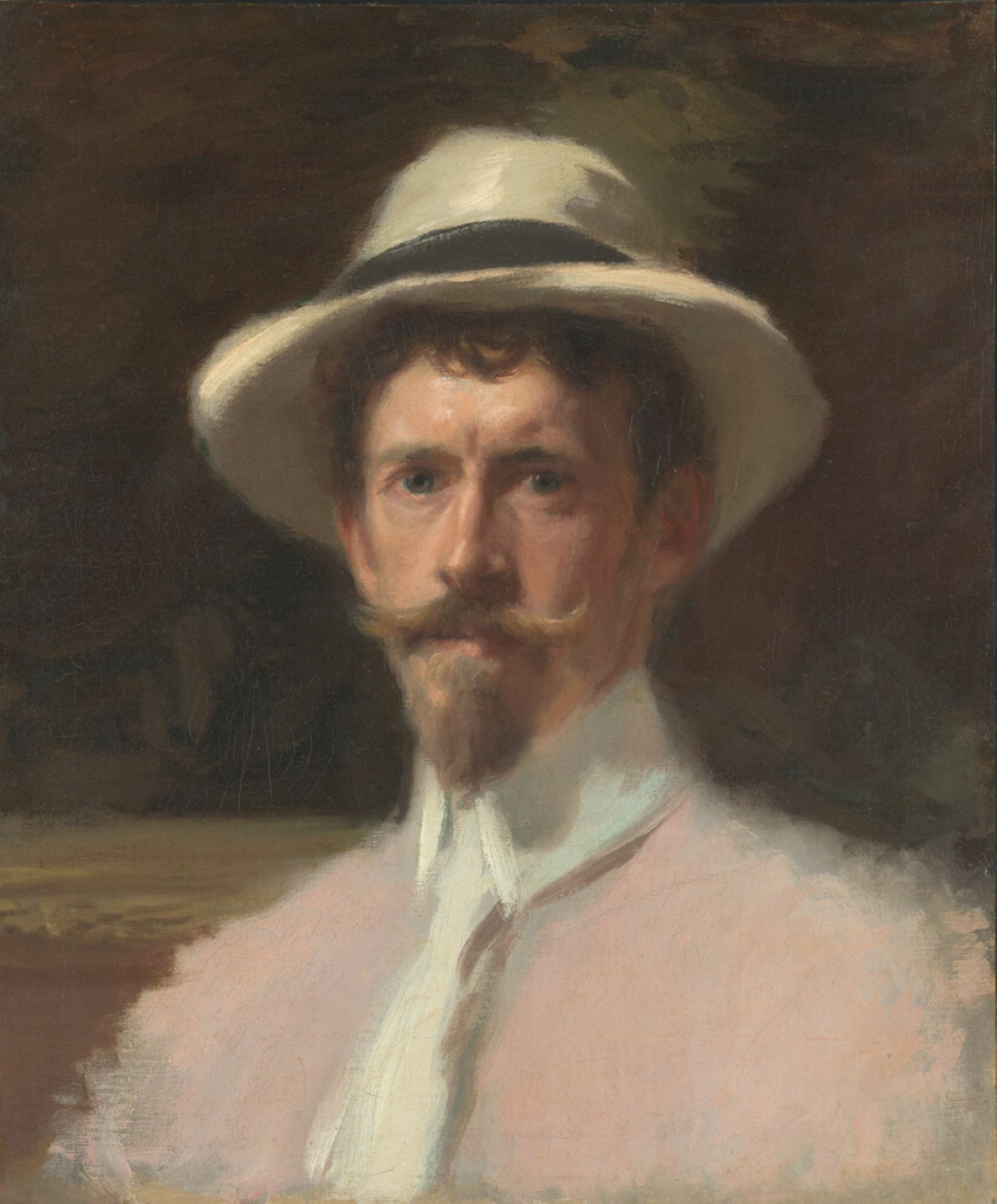 弗雷德里克・威廉・麥克莫尼斯《自畫像》（Self-Portrait），1898-1906，油彩畫布，54.6×45.7公分，芝加哥藝術博物館（Art Institute of Chicago）藏。引自芝加哥藝術博物館典藏資料庫