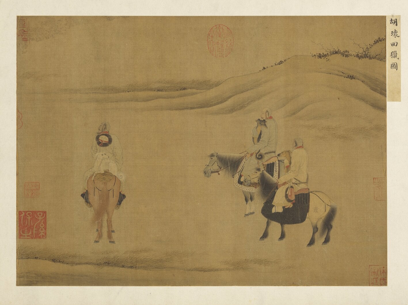 五代 胡瓌〈回獵圖〉冊，絹本設色，34.2×46.9公分，國立故宮博物院藏。＠國立故宮博物院Open Data