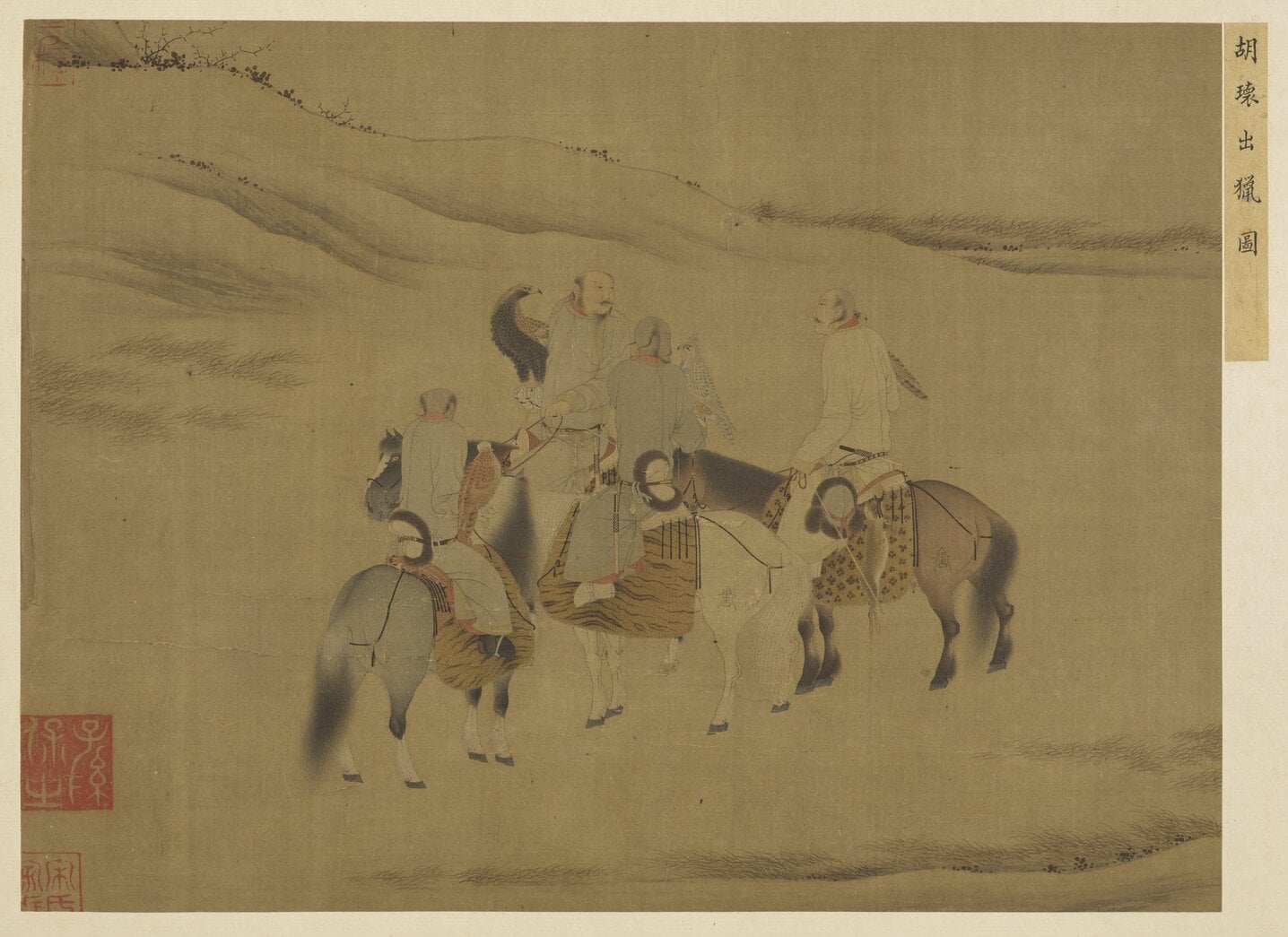 五代 胡瓌〈出獵圖〉冊，絹本設色，32.9×44.3公分，國立故宮博物院藏。＠國立故宮博物院Open Data