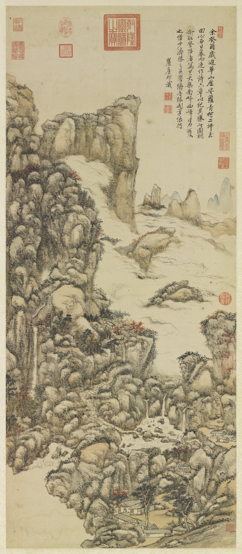 清 王原祁〈華山秋色〉，紙本設色，115.9×49.7公分，國立故宮博物院藏。＠國立故宮博物院Open Data