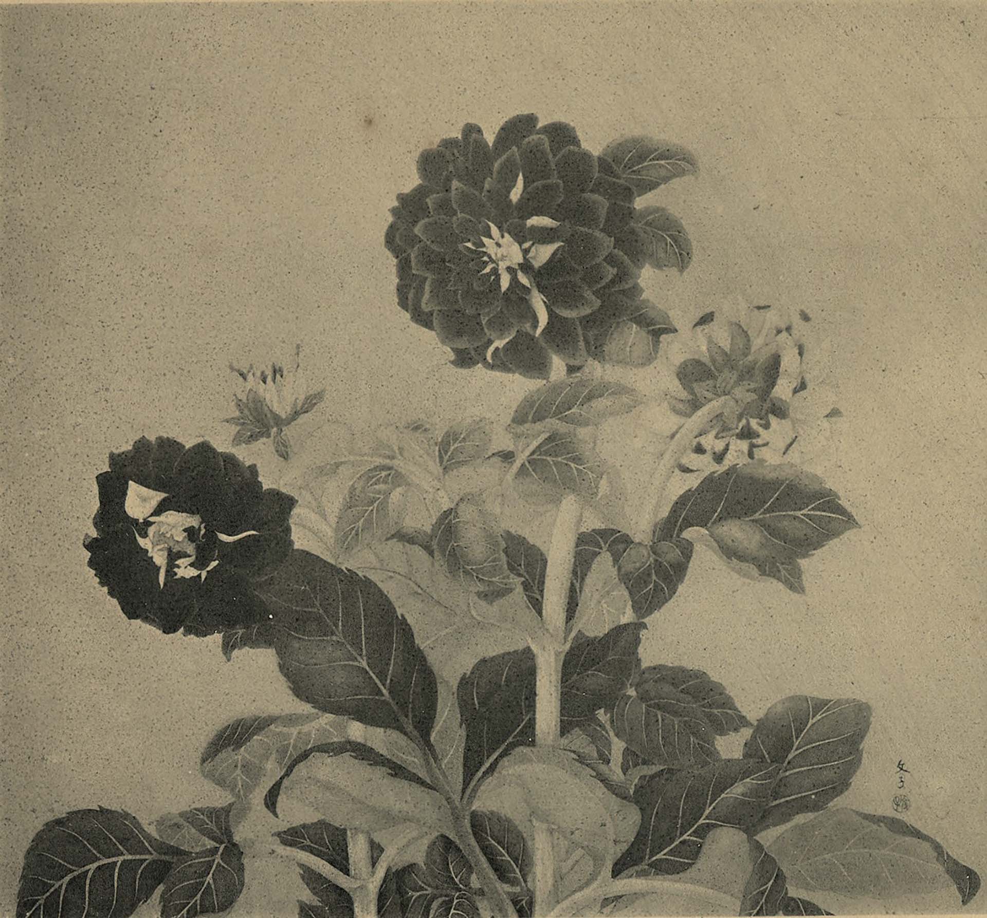 山崎文子，《大理花》，1933。（圖片來源：《第七回臺灣美術展覽會圖錄》）