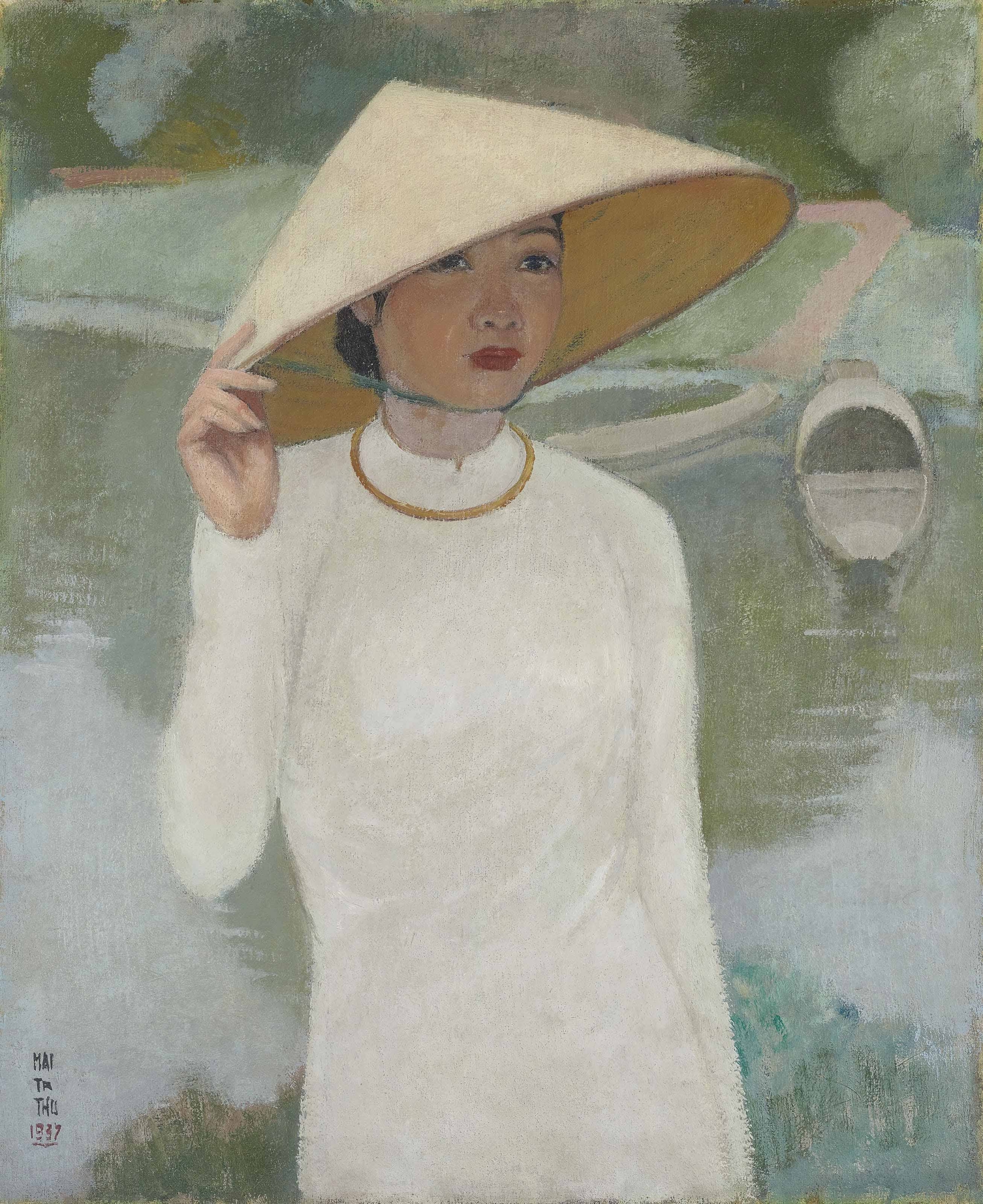 梅忠恕，《順化少女》（La Jeune femme de Hué），1937。油彩、畫布。2026年3月香港蘇富比以近90萬美元成交。（圖片來源／佳士得）。