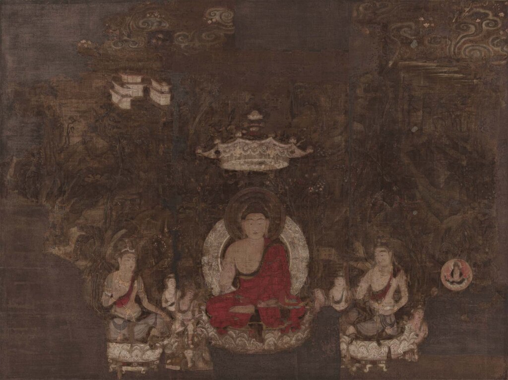 圖6 奈良時代8世紀〈釋迦靈鷲山說法圖（法華堂根本曼陀羅）〉，波士頓美術博物館藏（William Sturgis Bigelow Collection）。© Museum of Fine Arts, Boston。全期展出。