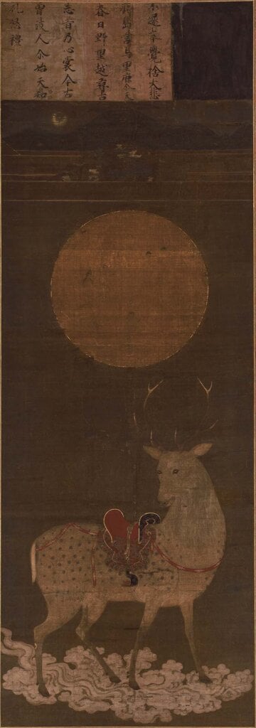 圖13 南北朝時代14世紀〈春日鹿曼荼羅〉，波士頓美術博物館藏（William Sturgis Bigelow Collection）。© Museum of Fine Arts, Boston。全期展出。