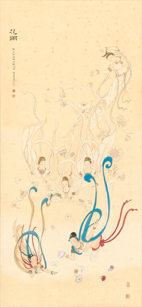 吳文彬〈花雨．千佛洞諸天散花相〉。圖／中華民國工筆畫學會。