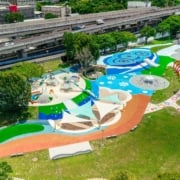 【特色公園】白天放電、夜晚浪漫！北市古亭河濱兒童遊戲場「水之三態」正式開放