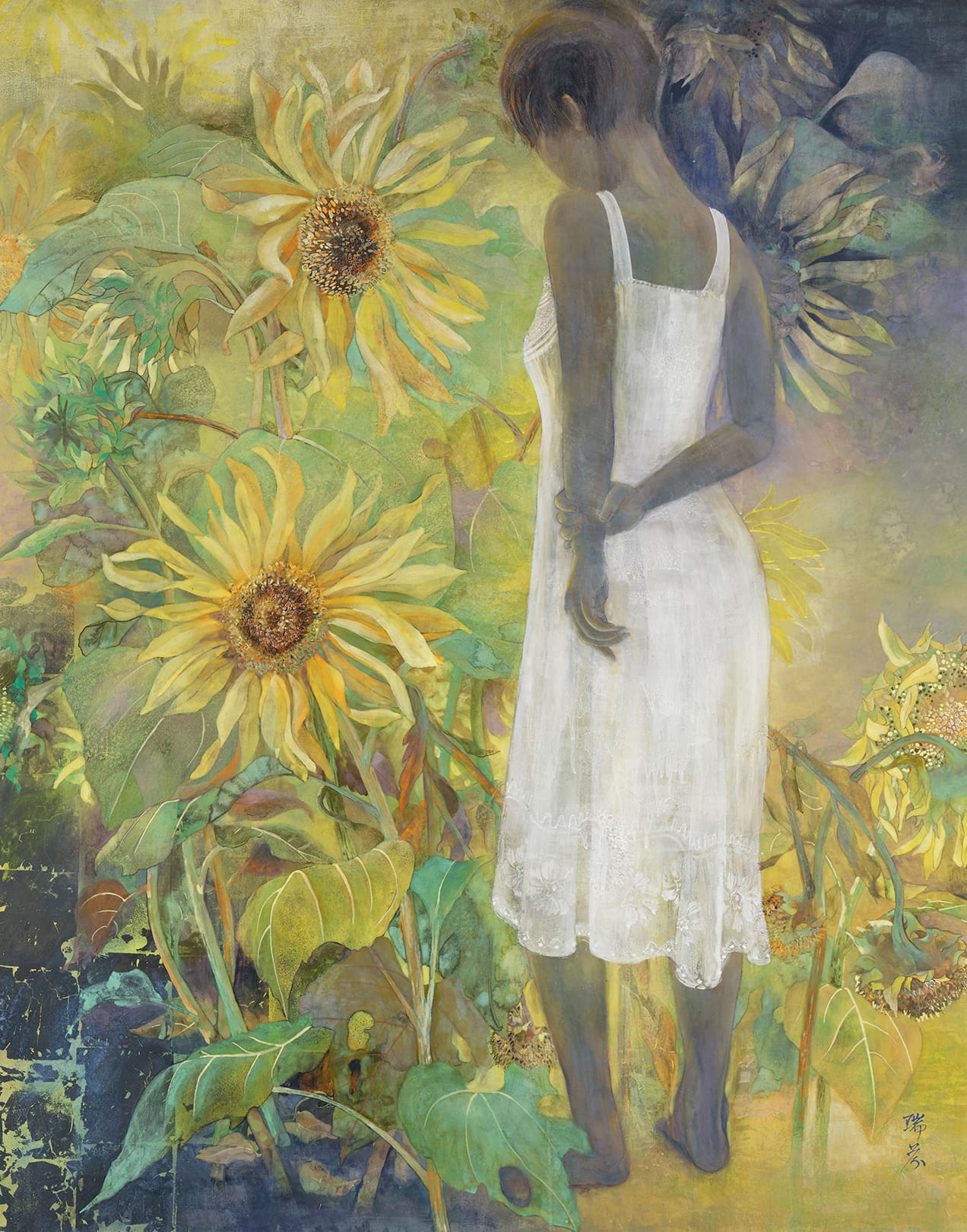 廖瑞芬，《夏晨》，2017，膠彩、雲肌麻紙，130.3 × 162公分。臺中市立美術館典藏。（圖片來源：臺中市立美術館）