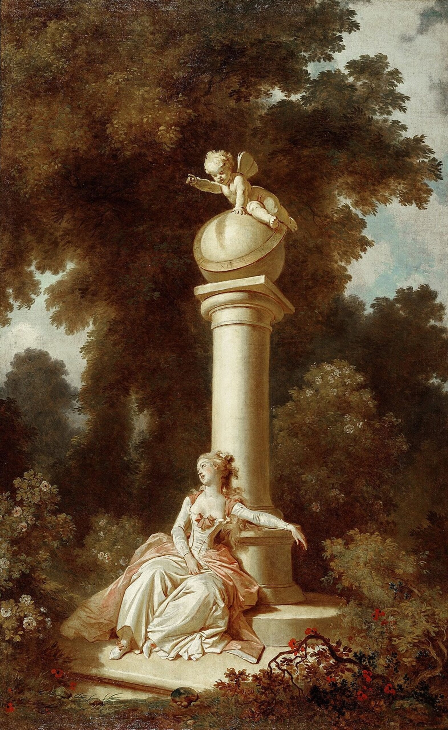 讓・奧諾雷・弗拉戈納爾(Jean-Honoré Fragonard,1732–1806),《愛的進程:沉思》(The Progress of Love: Reverie),1771–1772年,油彩畫布,317.8 × 197.2公分,弗里…