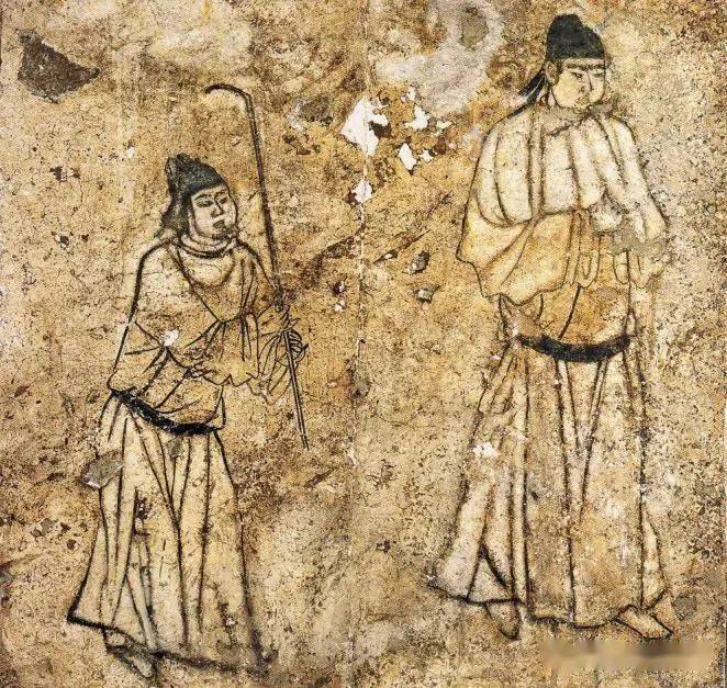 圖1 唐德宗興元元年(784) 〈執馬球桿男侍圖〉,唐安公主墓出土壁畫,陝西歷史博物館藏。