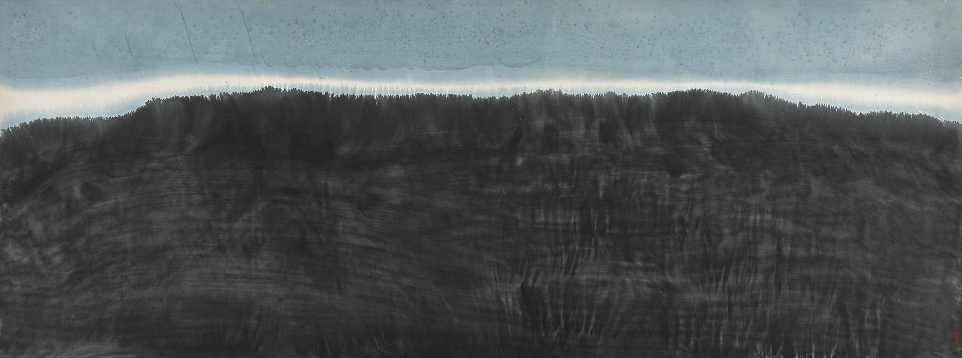 李安成｜一線天 水墨設色 90×240 cm 2001 高雄市立美術館典藏（圖／高雄市立美術館）