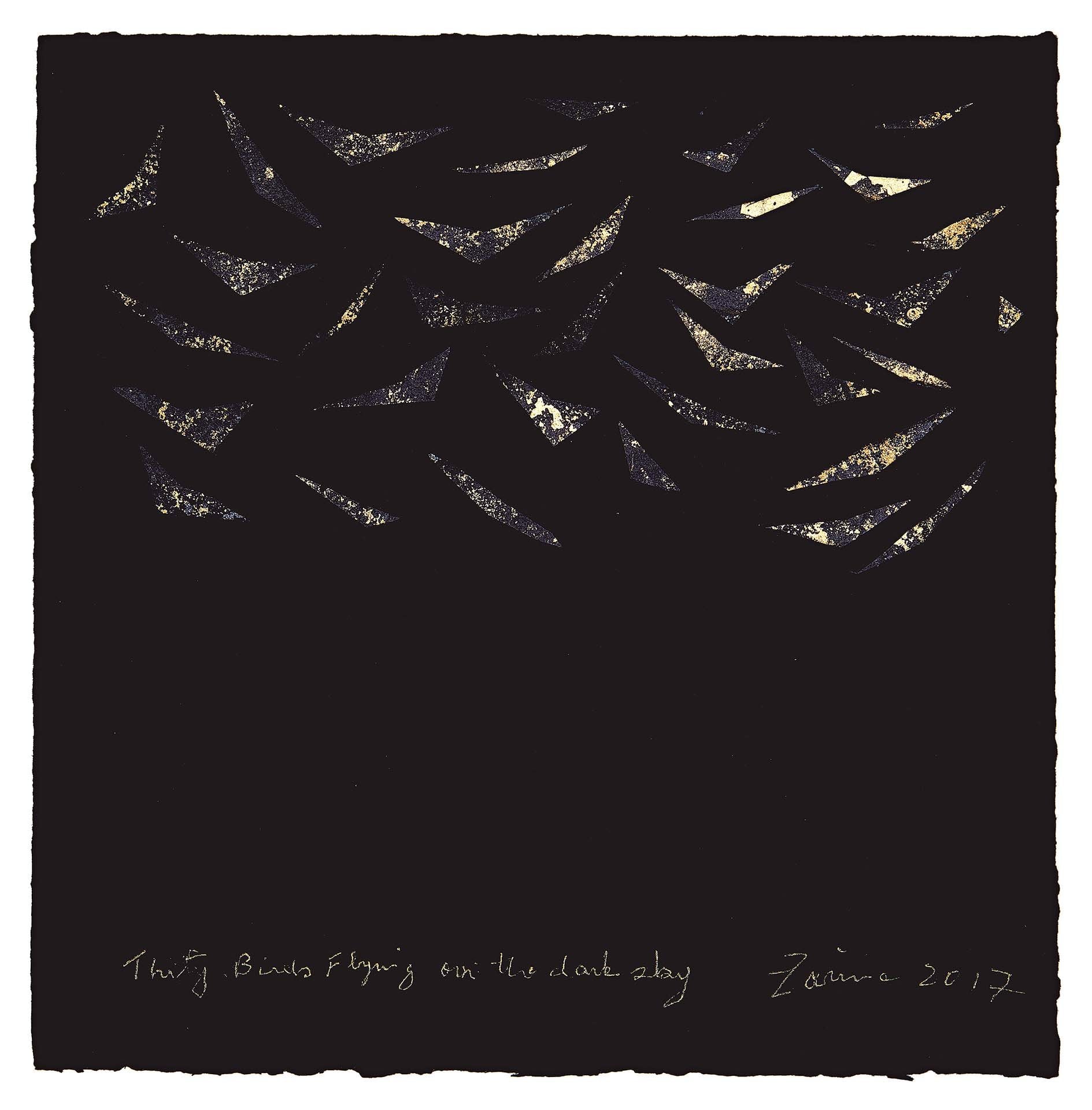 札麗娜.哈什米|三十隻鳥飛越黑暗天空 Thirty Birds Flying on the Dark Sky 2017 (圖/蘇富比提供)