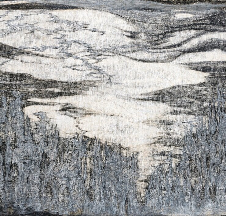 MIT_羅文欣 X乙皮畫廊_餘暉_複合媒材、紙本_86x173.5 公分_2023