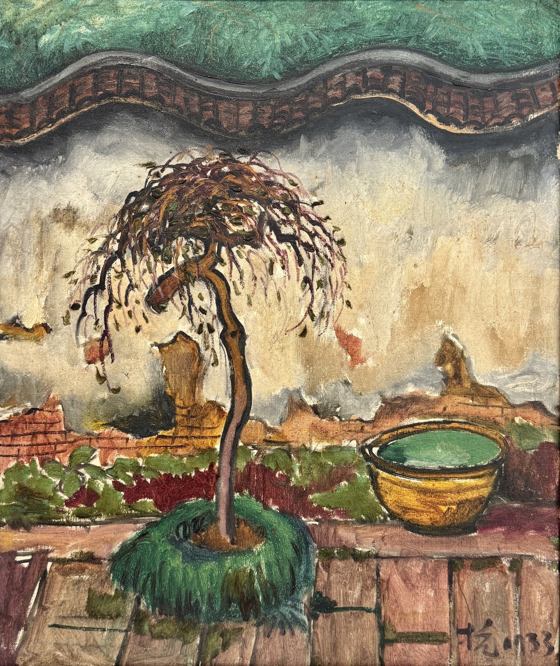 劉抗｜上海郊區庭院（Shanghai Countryside Courtyard） 1933 油彩、畫布 54 × 45 cm 品藝畫廊提供