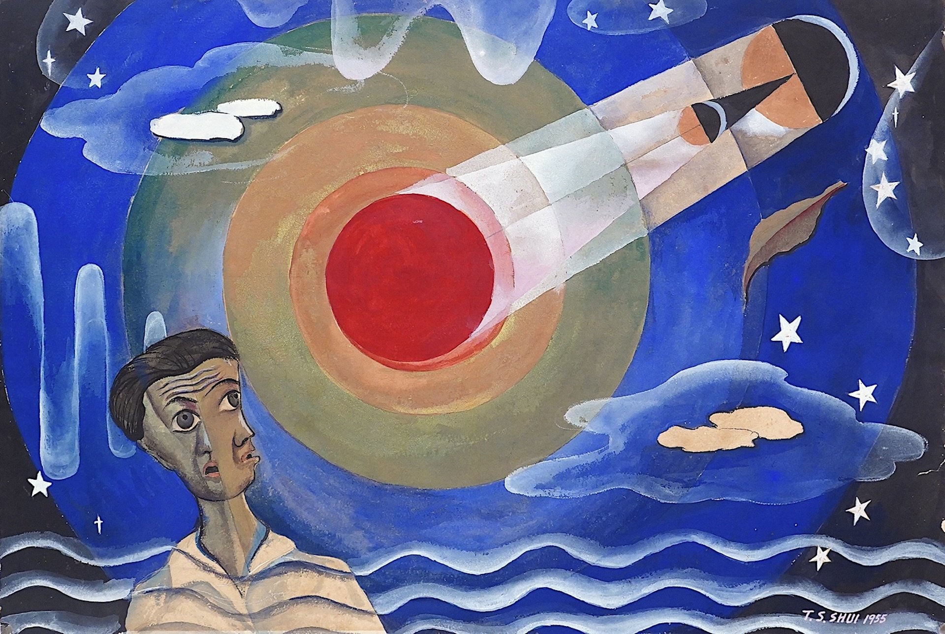 許鐵生｜日全食（Solar Eclipse） 1955 水彩、紙本 38.5 × 56.5 cm 品藝畫廊提供