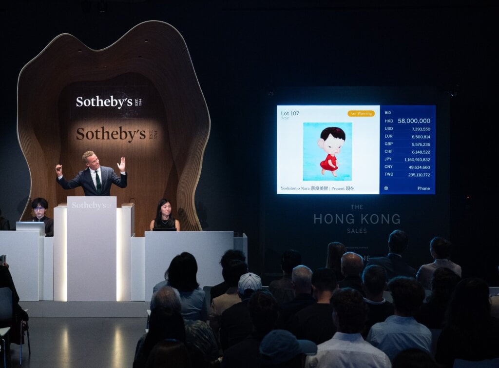 2026香港蘇富比秋季「現當代藝術晚間拍賣」奈良美智的《現在》以5800萬港元落槌。（蘇富比提供）