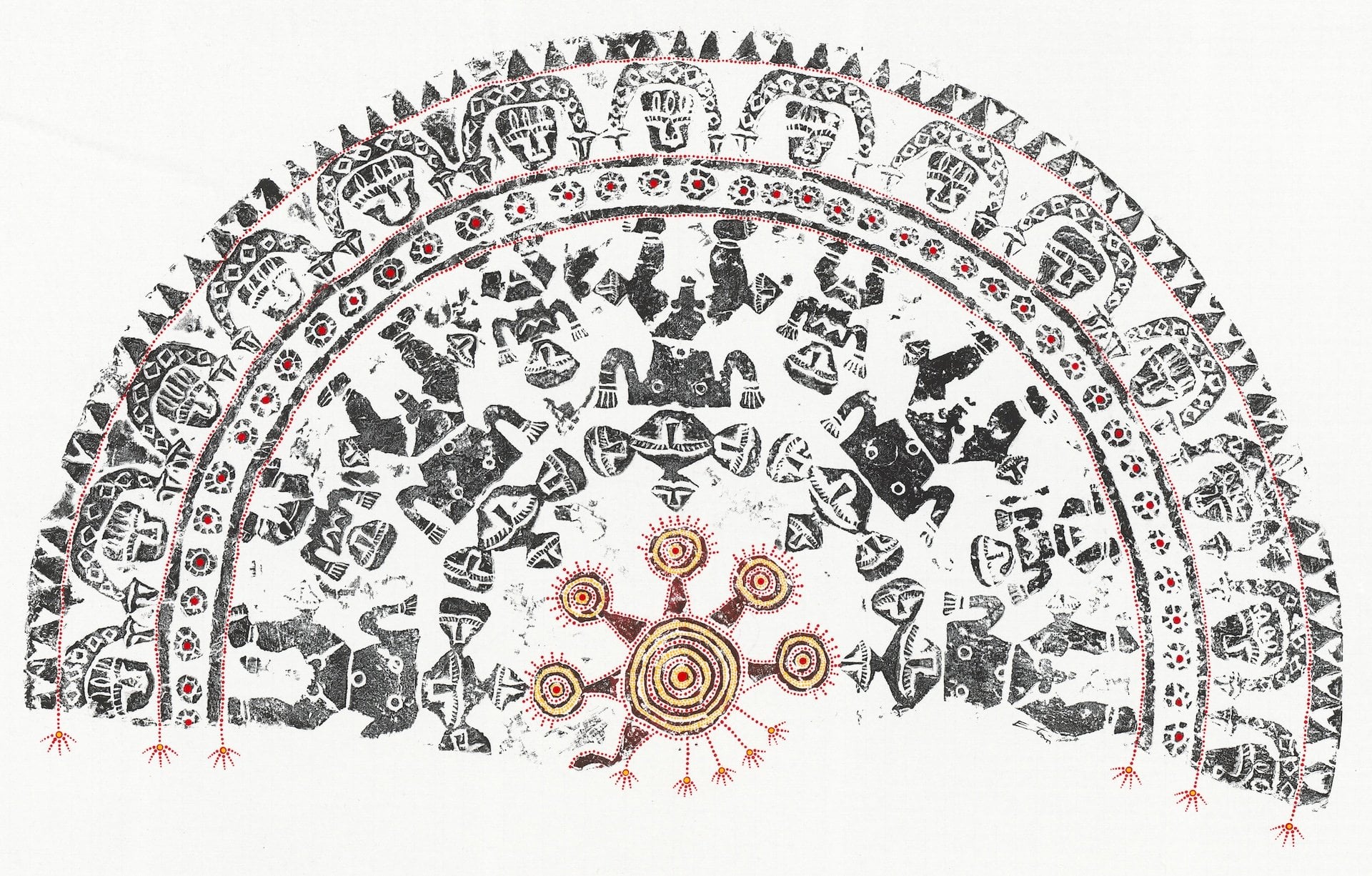 伊誕．巴瓦瓦隆，《等待重新的圓》，複合媒材、宣紙，90x137cm，2024，亞洲藝術中心。（ART TAIPEI 2026提供）
