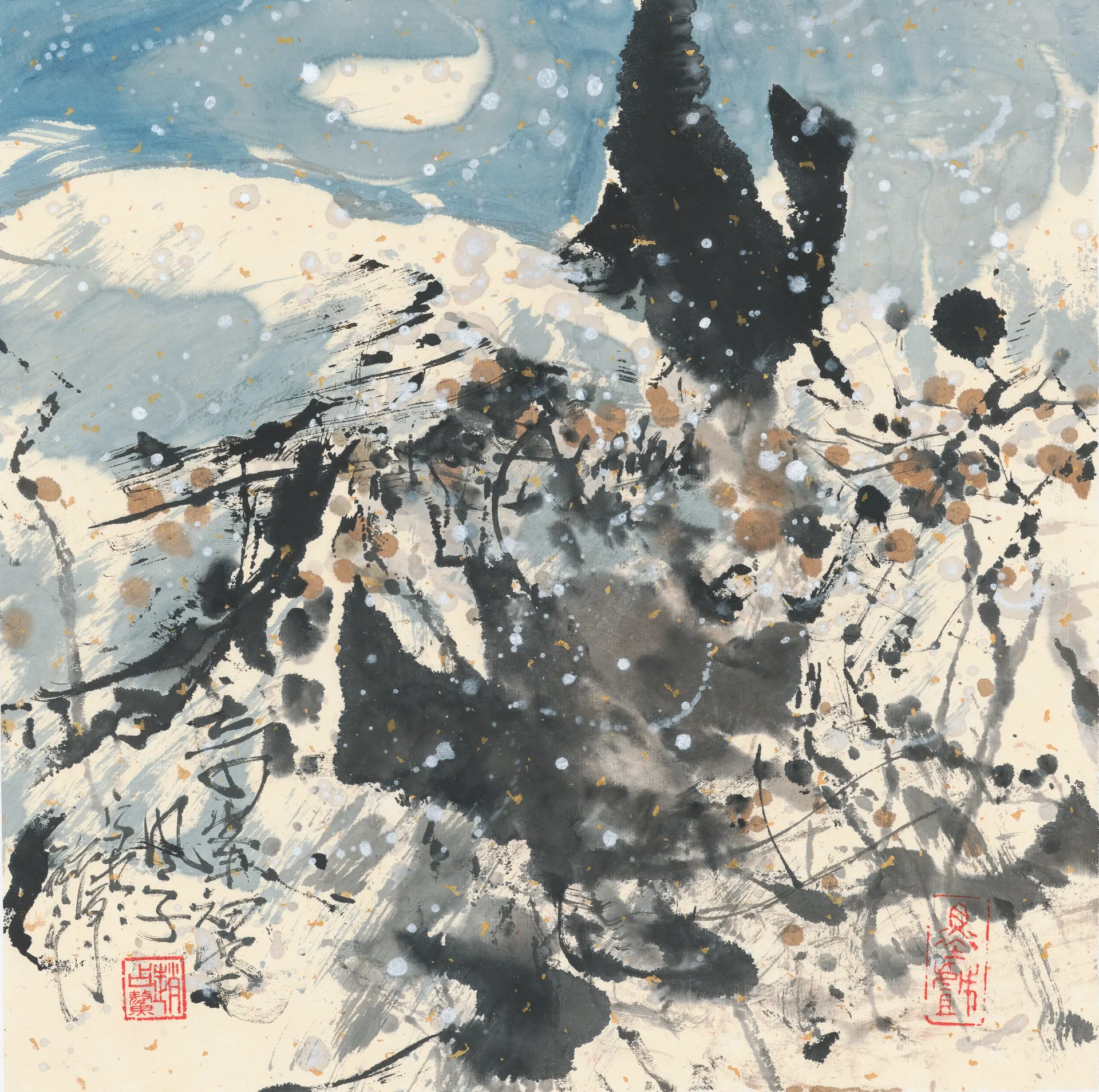 趙占鰲 《奇峯初雪》，紙本水墨，37×36公分。圖／&nbsp;趙占鰲官方藝術網站。