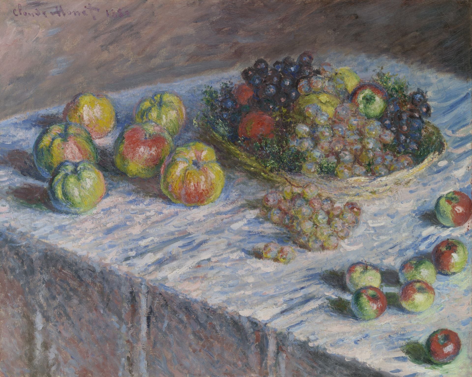 克洛德・莫內《蘋果與葡萄》（Apples and Grapes），1880，油彩畫布，47×81公分，芝加哥藝術博物館（Art Institute of Chicago）藏。（引自芝加哥藝術博物館典藏資料庫）