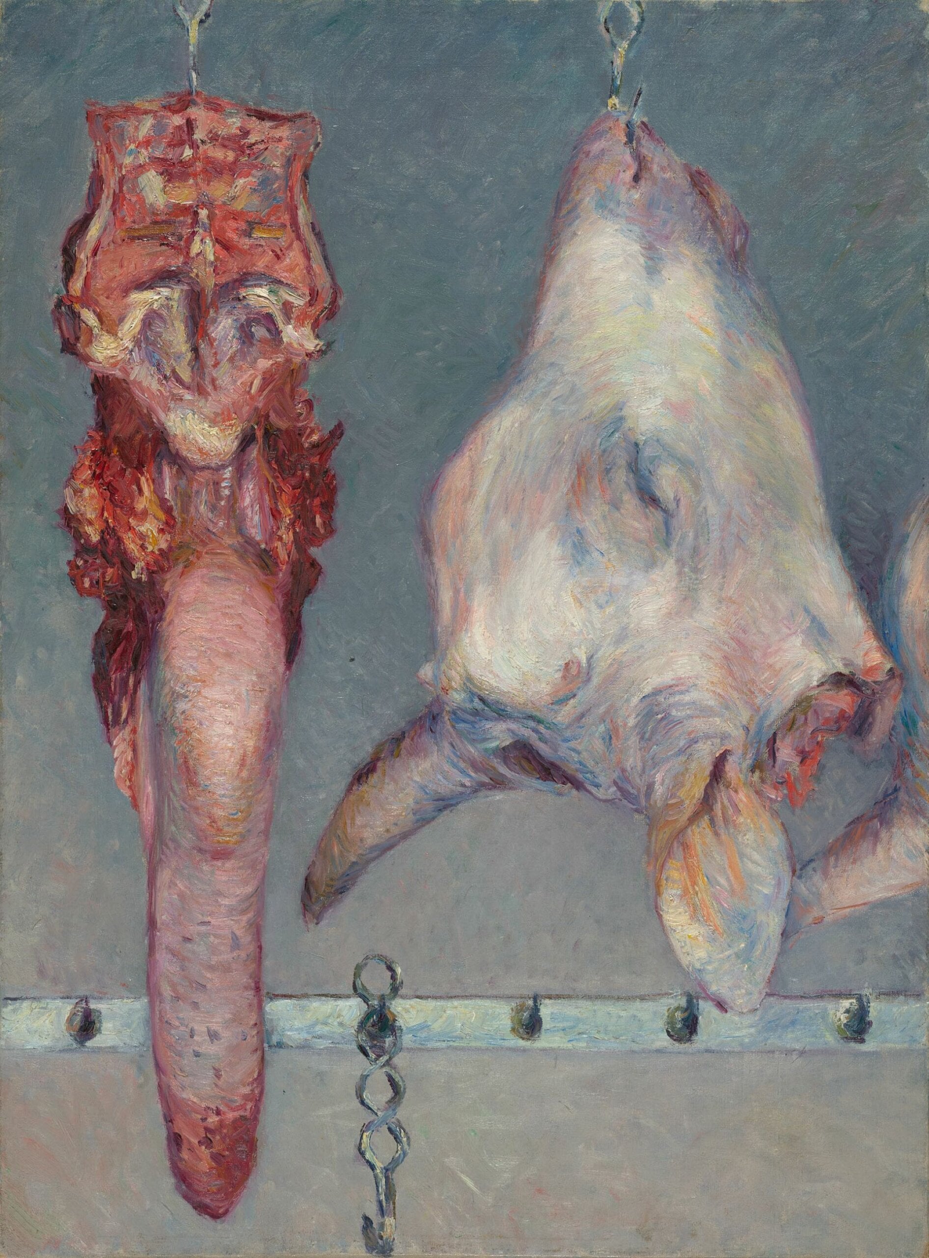 古斯塔夫・卡耶博特《小牛頭與牛舌》（Calf’s Head and Ox Tongue），約1882，油彩畫布，73×54公分，芝加哥藝術博物館（Art Institute of Chicago）藏。（引自芝加哥藝術博物館典藏資料庫）