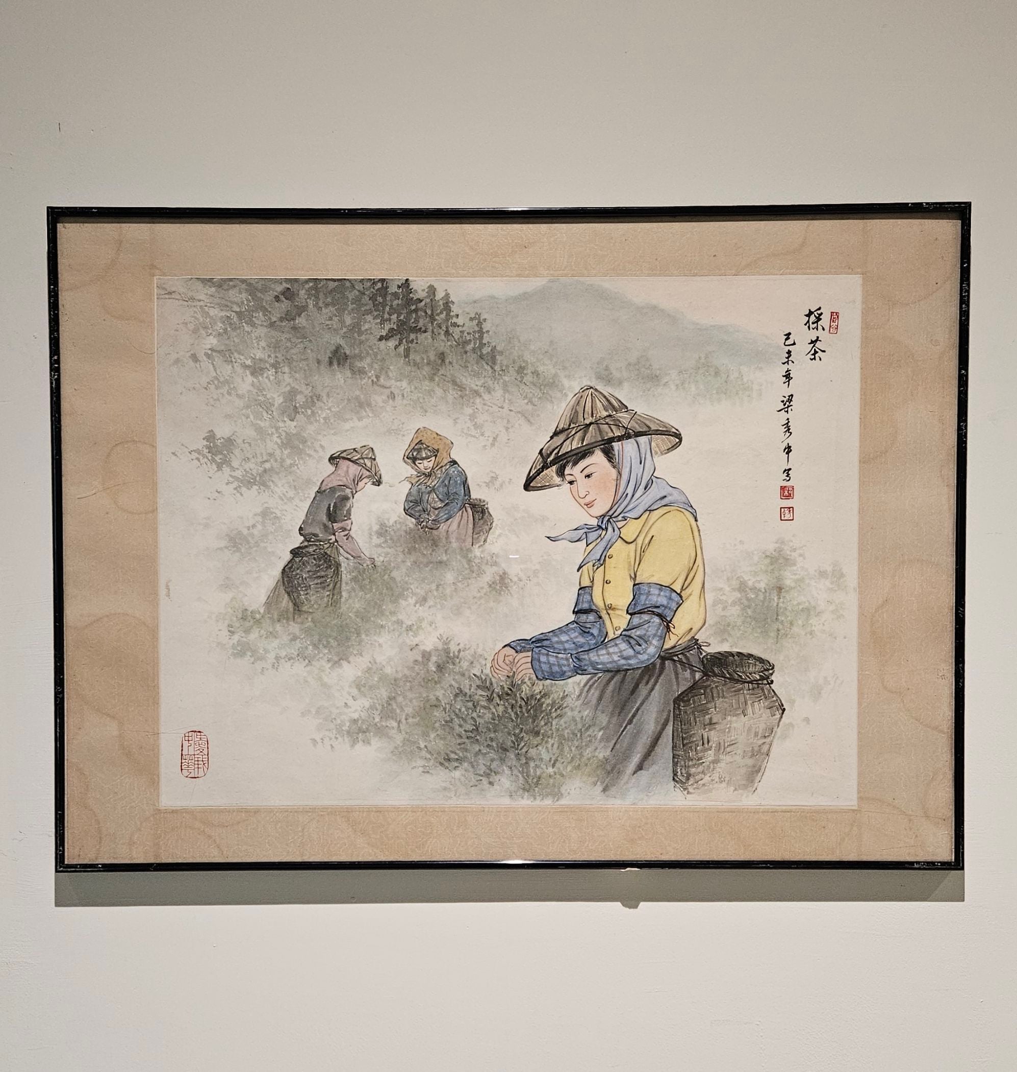 梁秀中《採茶》,1979年,49×65公分,水墨設色紙本,國立歷史博物館藏。攝影/曾信容。