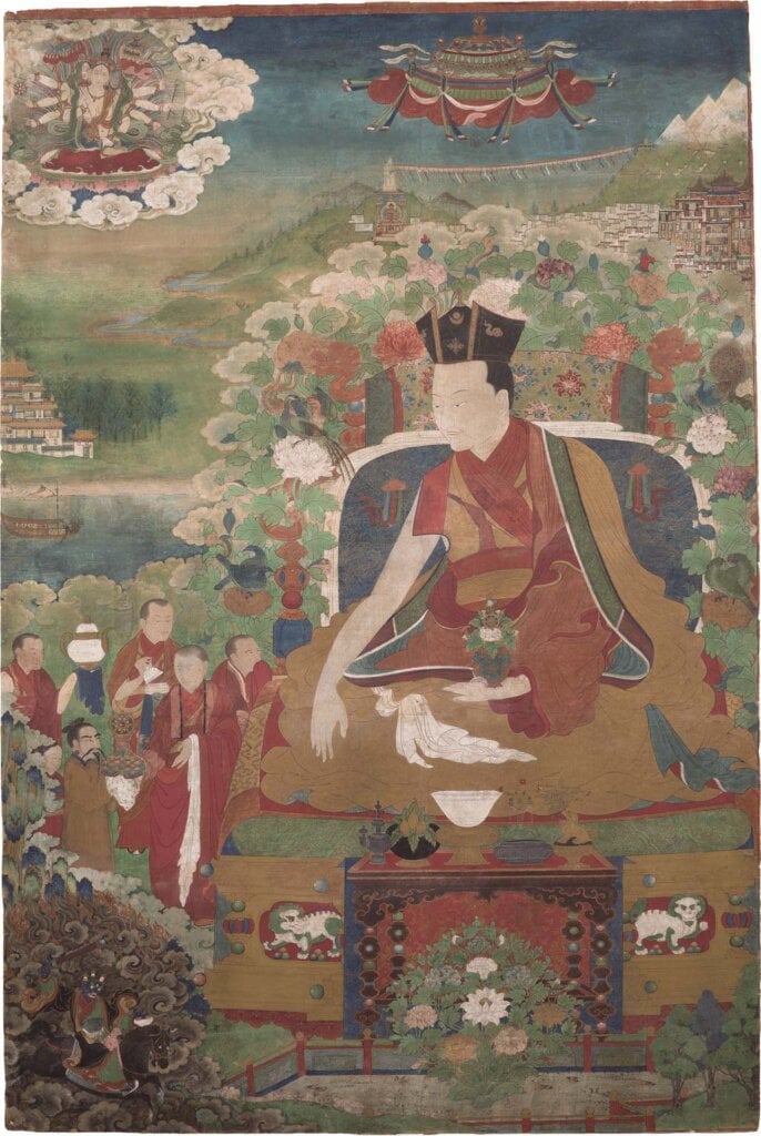 圖15 約1590年 藏中〈噶瑪巴九世旺狄秋多傑〉,129.5×87.6公分,私人收藏。