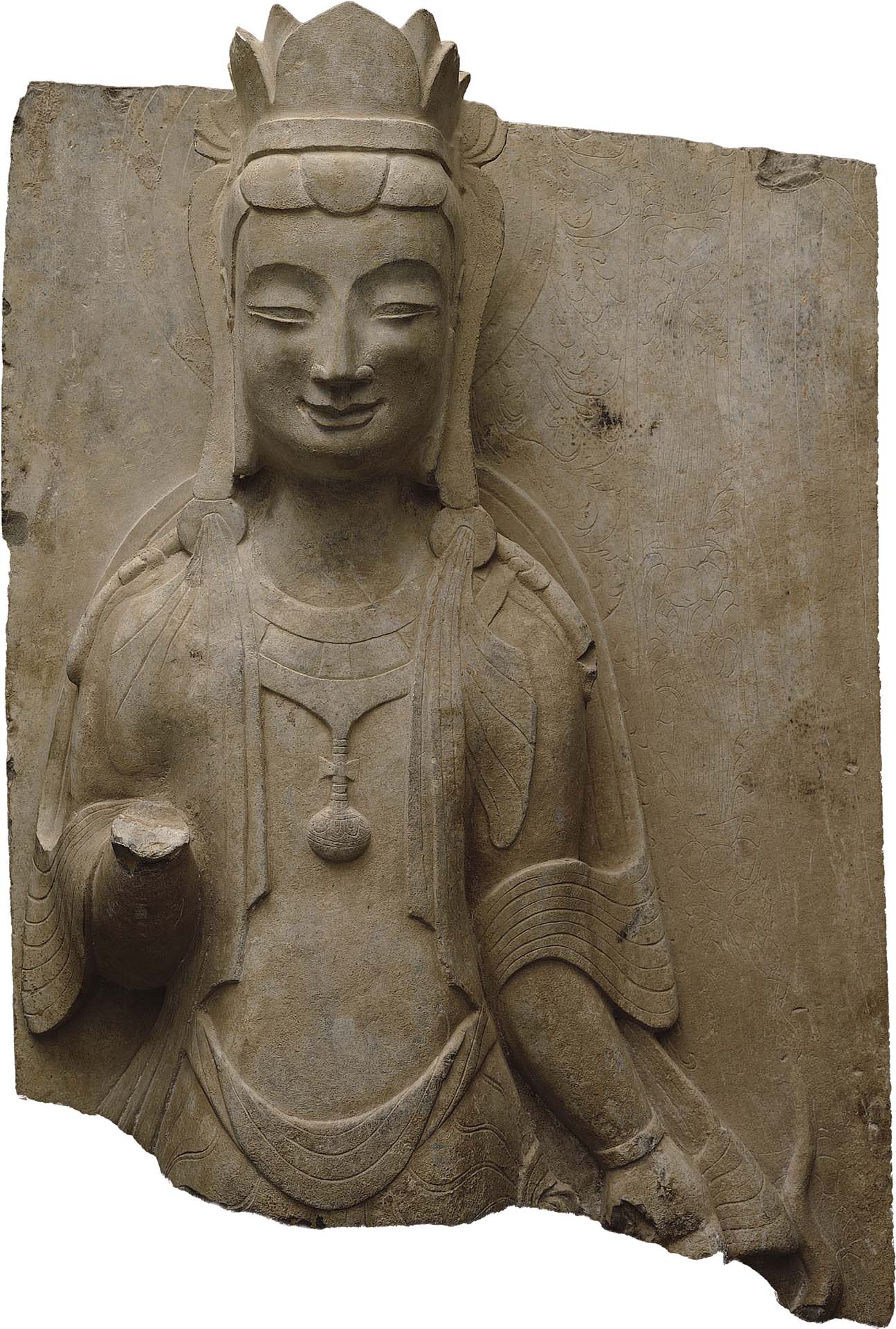 圖2|北魏〈石刻菩薩像〉,通高69公分(含座),國立歷史博物館藏。
