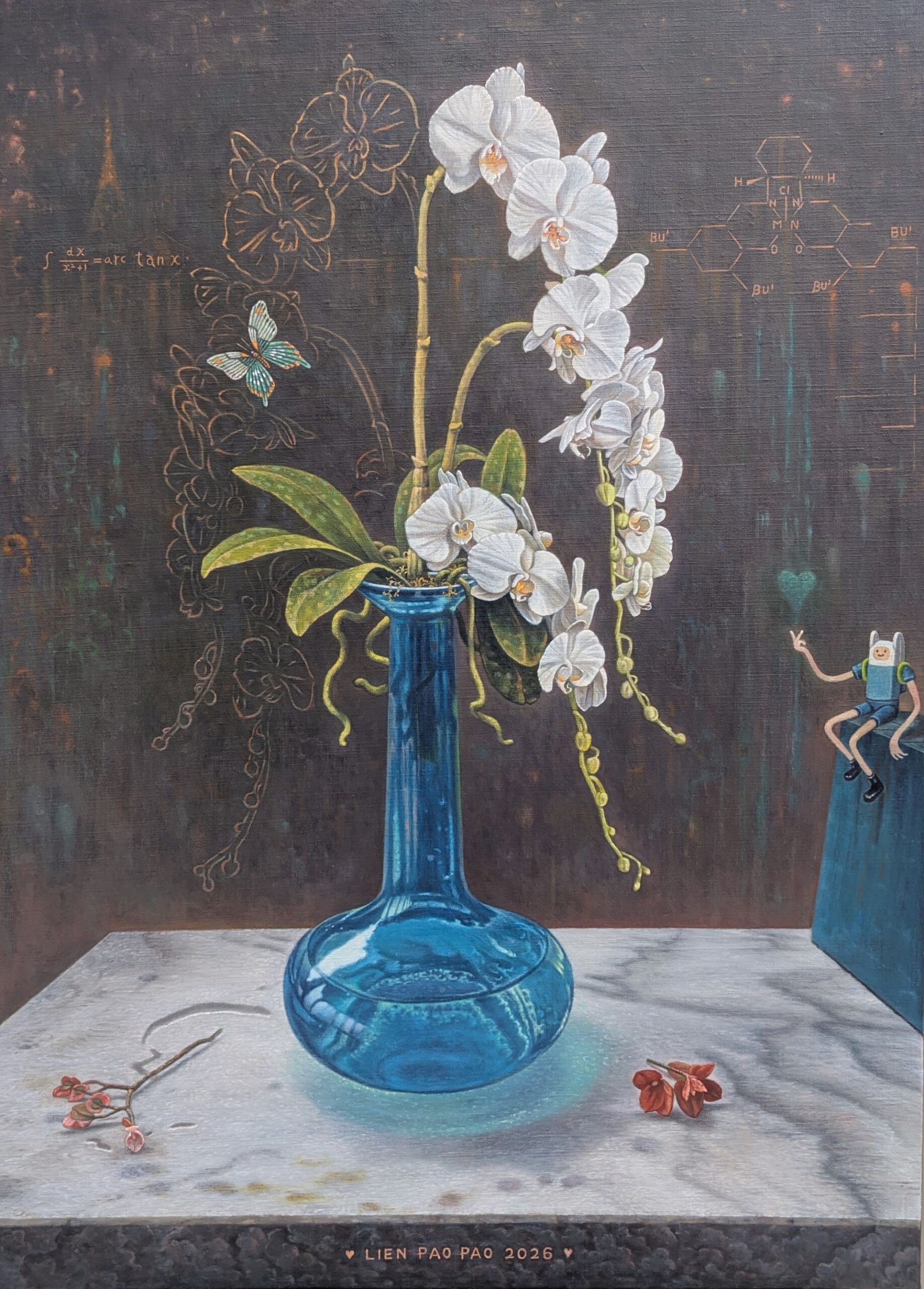 連建興，《哲學花想》，油畫，72×53 cm，2026。（宛儒畫廊提供）
