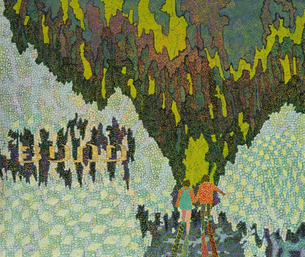 王玫玲，《牽絆》，壓克力顏料、批土/畫布，60×73 cm，2024。（圖片由誠品畫廊提供）