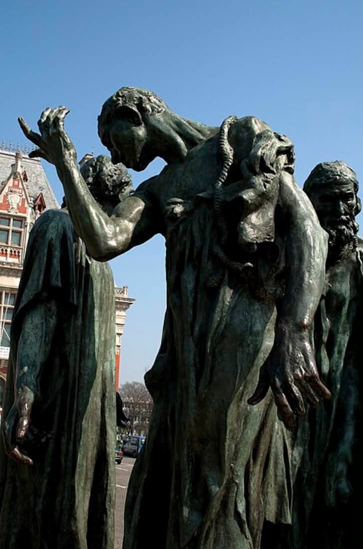 法國雕塑家奧古斯特·羅丹（Auguste Rodin，1840-1917）《加萊義民》（Les Bourgeois de Calais）巨作，崢嶸挺拔，感人肺腑。