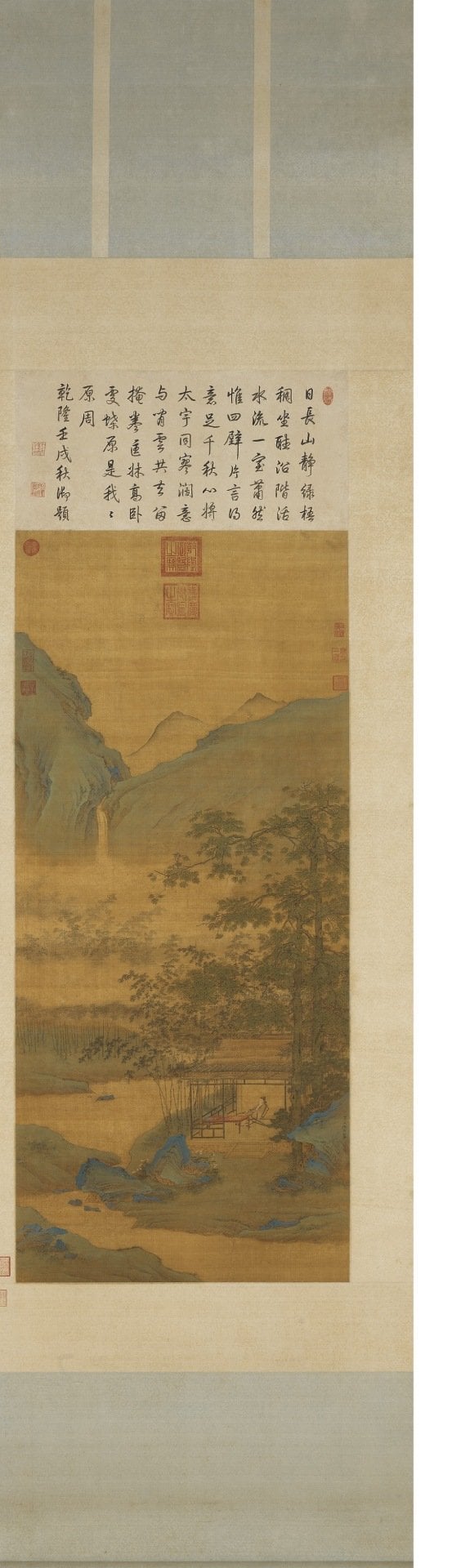 明仇英〈桐陰晝靜圖〉修復後。圖/國立故宮博物院。