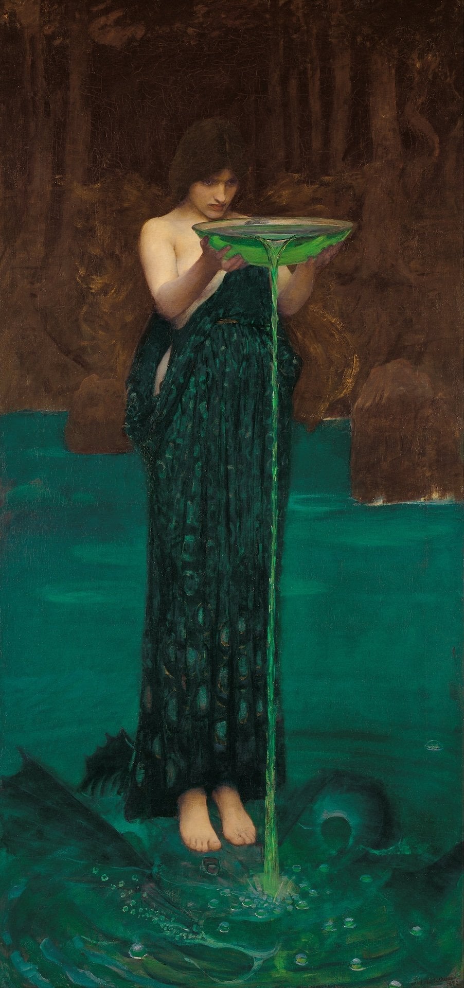 約翰・威廉・沃特豪斯（John William Waterhouse），《嫉妒的喀耳刻》（Circe Invidiosa），1892，油彩、畫布，180.7 × 87.4 cm，南澳美術館（Art Gallery of South Aust…