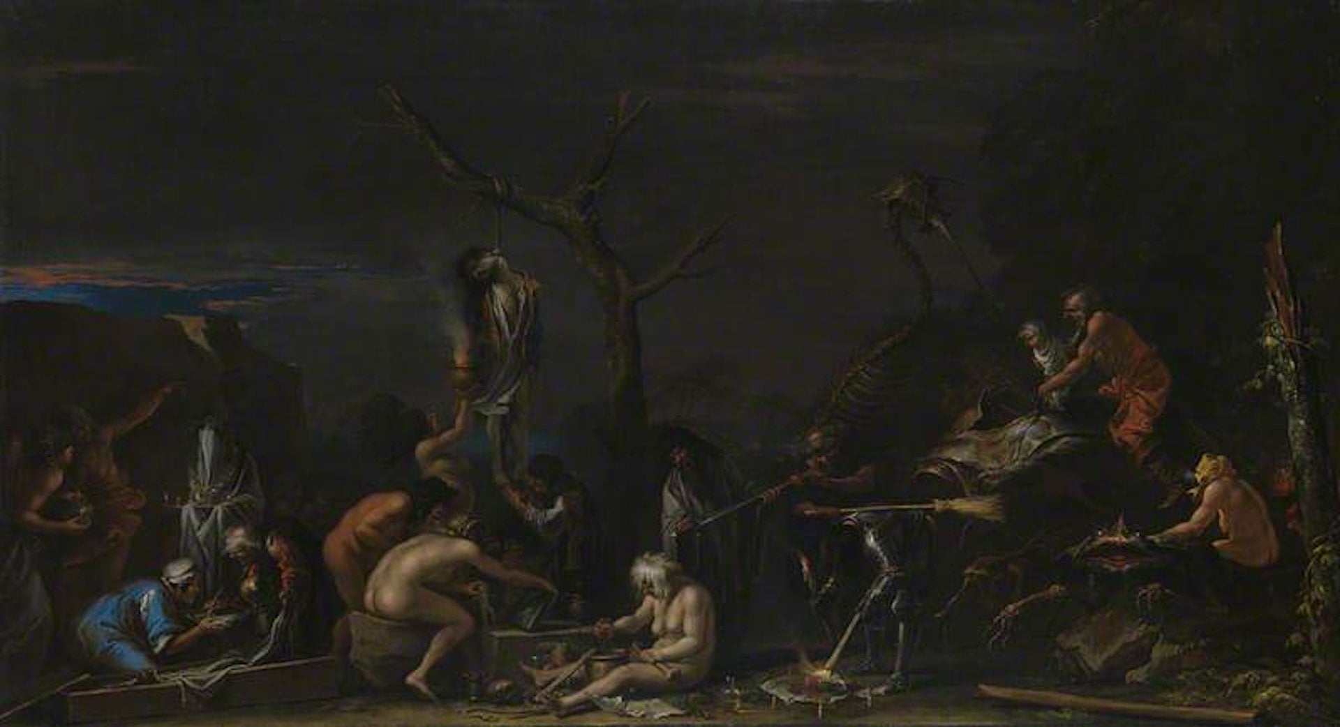 薩爾瓦多・羅薩（Salvator Rosa），《女巫》（Witches at their Incantations），約1646年，油彩、畫布，72 × 132公分，倫敦國家藝廊藏。（圖片來源／Wikimedia Commons）
